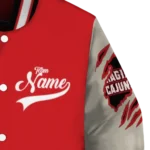 custom louisiana ragin cajuns wildcat pawprint red nude varsity jacket best selling.webp