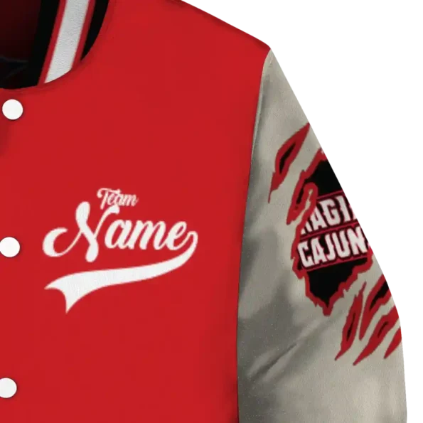 custom louisiana ragin cajuns wildcat pawprint red nude varsity jacket premium grade.webp