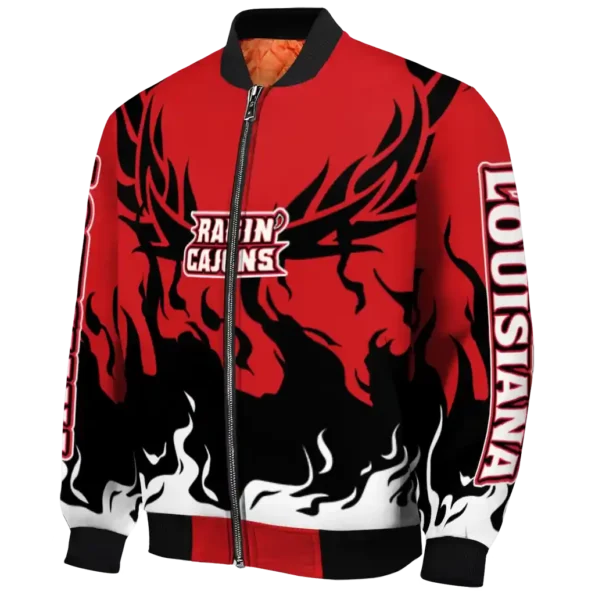 custom louisiana ragin cajuns winged blaze red white bomber jacket best selling