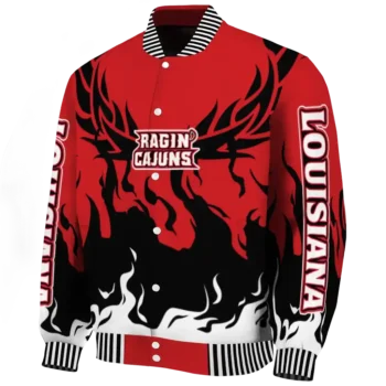 custom louisiana ragin cajuns winged blaze red white varsity jacket best selling.webp