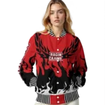 custom louisiana ragin cajuns winged blaze red white varsity jacket best selling.webp