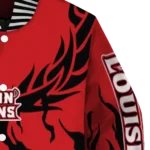 custom louisiana ragin cajuns winged blaze red white varsity jacket best selling.webp