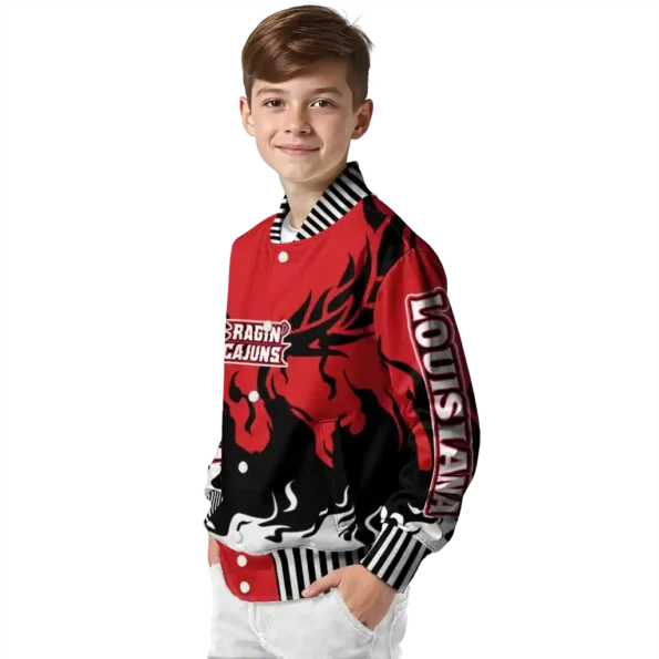 custom louisiana ragin cajuns winged blaze red white varsity jacket trendy.webp