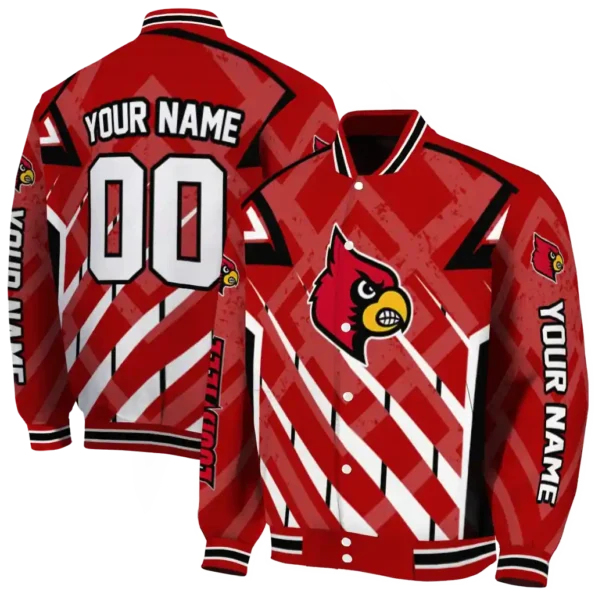 custom louisville cardinals chevron angles red varsity jacket fashion forward.webp