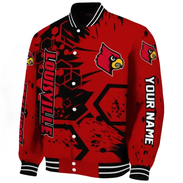 custom louisville cardinals hexagon cluster red black varsity jacket best selling
