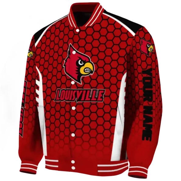 custom louisville cardinals hexagon grid red varsity jacket best selling.webp