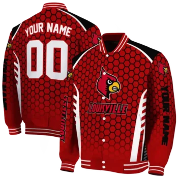custom louisville cardinals hexagon grid red varsity jacket fashion forward.webp