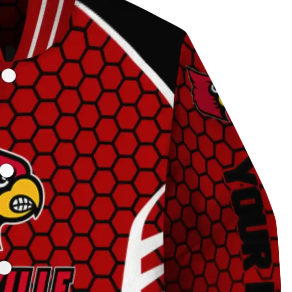 custom louisville cardinals hexagon grid red varsity jacket premium grade.webp