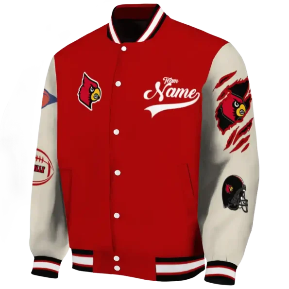 custom louisville cardinals wildcat pawprint red nude varsity jacket best selling
