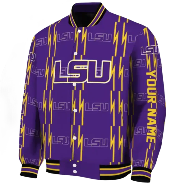 custom lsu tigers bolt stripe purple varsity jacket best selling
