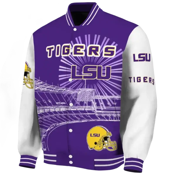 custom lsu tigers ferris arena purple white varsity jacket best selling
