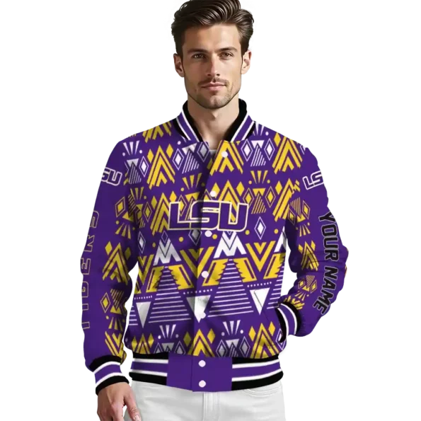 custom lsu tigers pyramid shapes purple varsity jacket high quality.webp