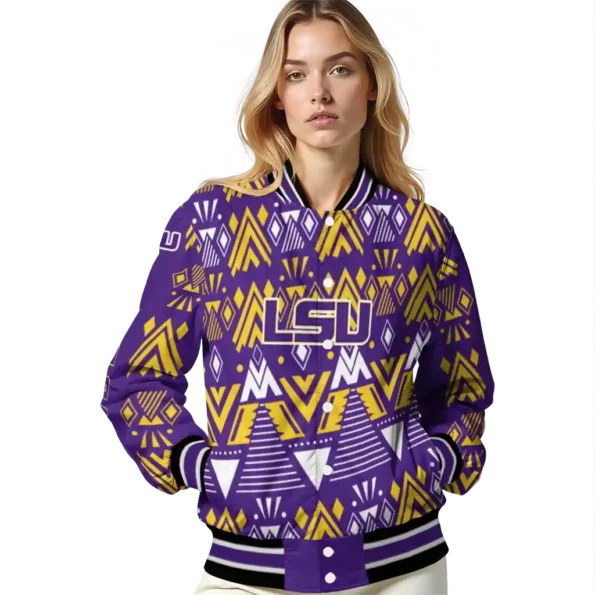 custom lsu tigers pyramid shapes purple varsity jacket latest model.webp