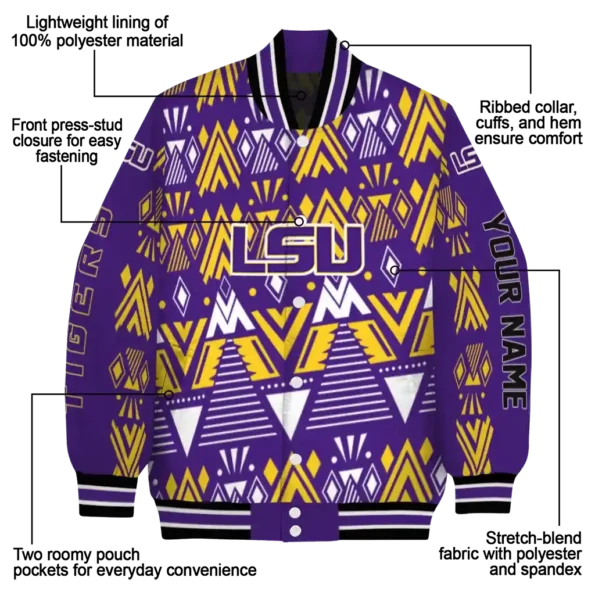 custom lsu tigers pyramid shapes purple varsity jacket new arrival.webp