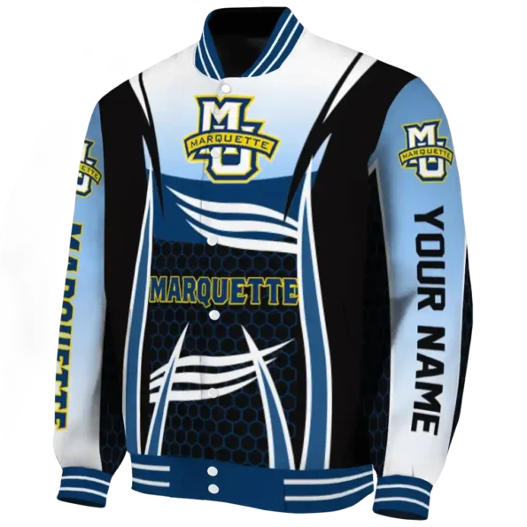 custom marquette golden eagles mesh effect blue black varsity jacket best selling