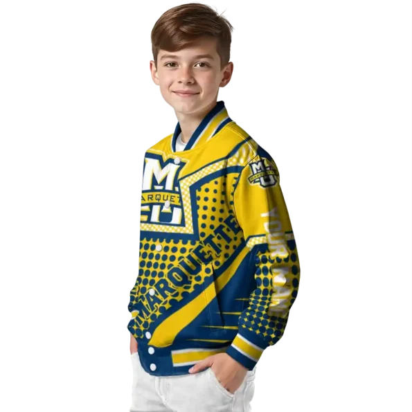 custom marquette golden eagles star burst blue varsity jacket trendy.webp