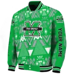 custom marshall thundering herd pyramid shapes green varsity jacket best selling.webp