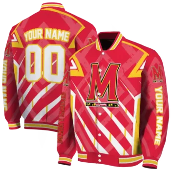 custom maryland terrapins chevron angles red varsity jacket fashion forward.webp