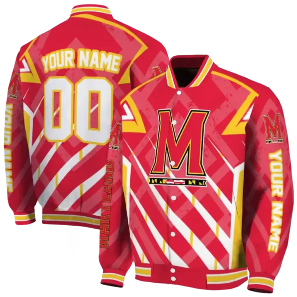 custom maryland terrapins chevron angles red varsity jacket fashion forward.webp