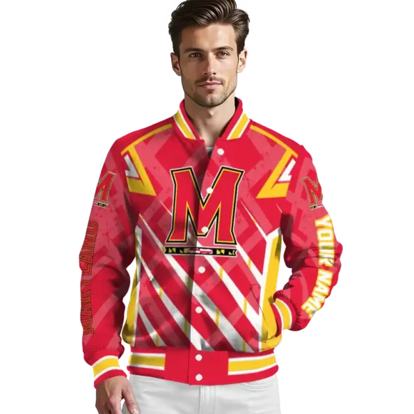 custom maryland terrapins chevron angles red varsity jacket high quality.webp