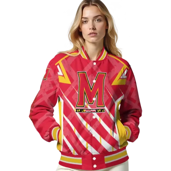 custom maryland terrapins chevron angles red varsity jacket latest model.webp