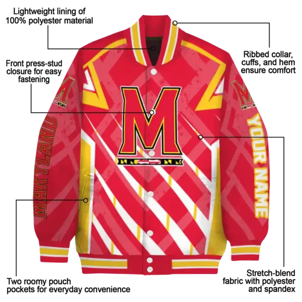 custom maryland terrapins chevron angles red varsity jacket new arrival.webp