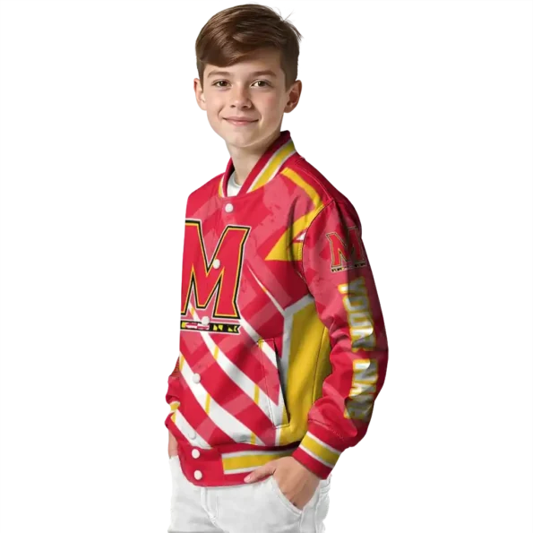 custom maryland terrapins chevron angles red varsity jacket trendy.webp