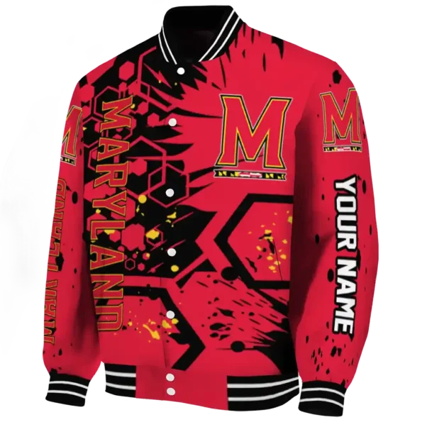 custom maryland terrapins hexagon cluster red black varsity jacket best selling