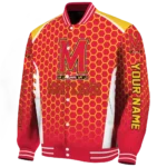 custom maryland terrapins hexagon grid red varsity jacket best selling.webp
