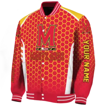 custom maryland terrapins hexagon grid red varsity jacket best selling.webp