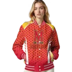 custom maryland terrapins hexagon grid red varsity jacket best selling.webp