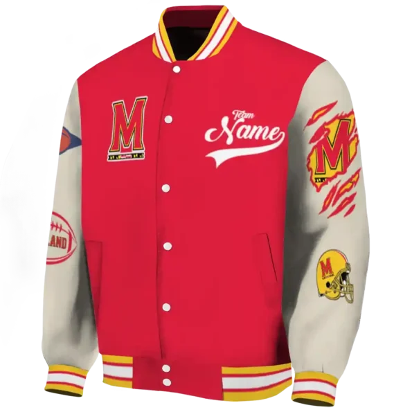 custom maryland terrapins wildcat pawprint red nude varsity jacket best selling