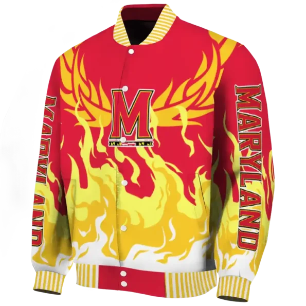 custom maryland terrapins winged blaze red white varsity jacket best selling