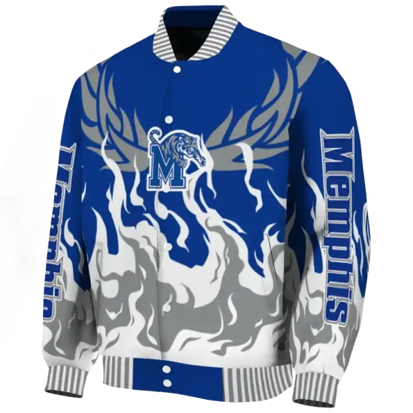 custom memphis tigers winged blaze blue white varsity jacket best selling