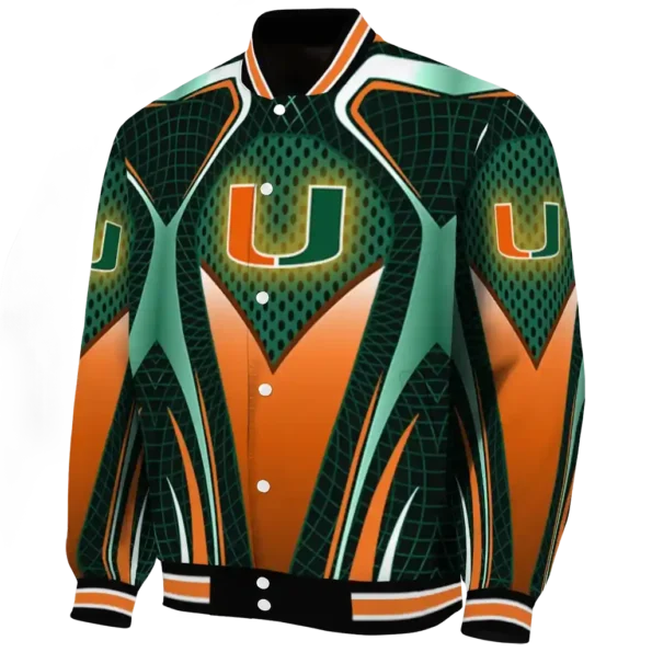custom miami hurricanes mesh chest green black varsity jacket best selling