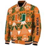 custom miami hurricanes pyramid shapes orange varsity jacket best selling.webp
