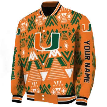 custom miami hurricanes pyramid shapes orange varsity jacket best selling.webp