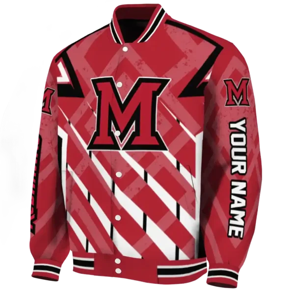 custom miami redhawks chevron angles red varsity jacket best selling.webp