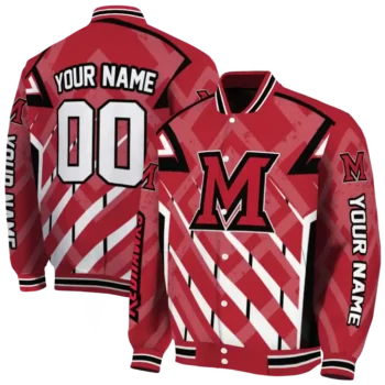 custom miami redhawks chevron angles red varsity jacket fashion forward.webp