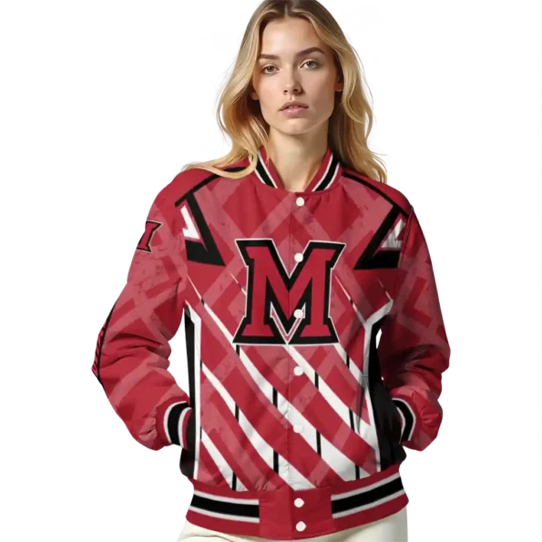 custom miami redhawks chevron angles red varsity jacket latest model.webp