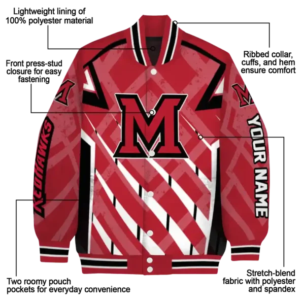 custom miami redhawks chevron angles red varsity jacket new arrival.webp
