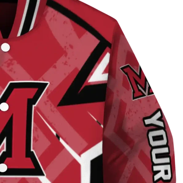 custom miami redhawks chevron angles red varsity jacket premium grade.webp