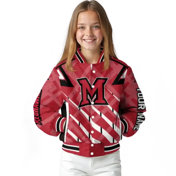 custom miami redhawks chevron angles red varsity jacket top rated.webp