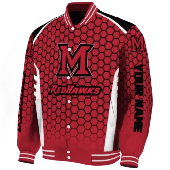 custom miami redhawks hexagon grid red varsity jacket best selling.webp