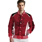 custom miami redhawks hexagon grid red varsity jacket best selling.webp
