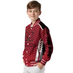 custom miami redhawks hexagon grid red varsity jacket best selling.webp