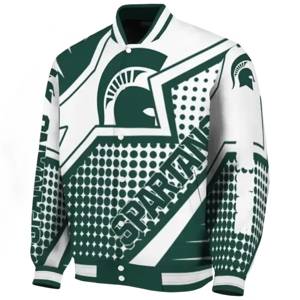 custom michigan state spartans star burst green varsity jacket best selling.webp