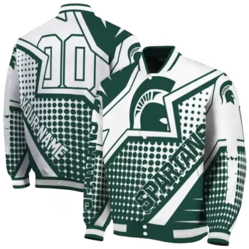 custom michigan state spartans star burst green varsity jacket fashion forward.webp