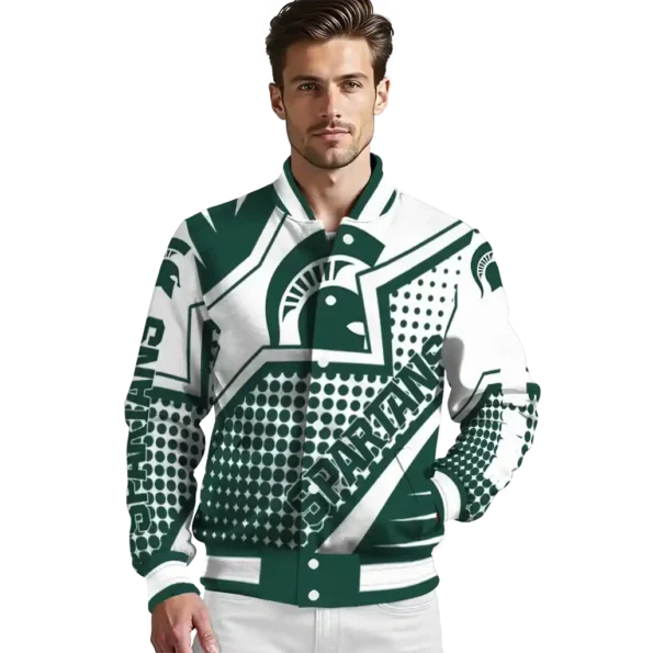 custom michigan state spartans star burst green varsity jacket high quality.webp