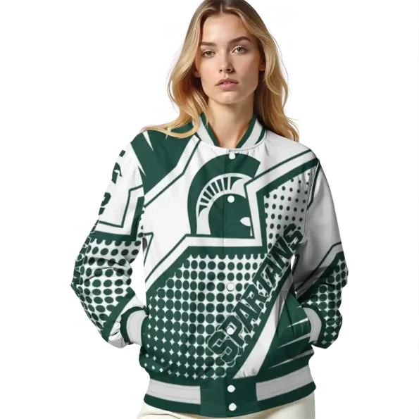 custom michigan state spartans star burst green varsity jacket latest model.webp